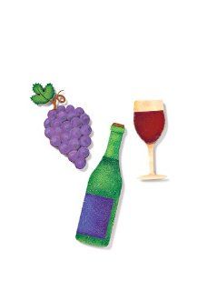 DEMDACO EMBELLISH YOUR STORY WINE METAL MAGNETS WINE BOTTLE IS 5" HIGH GRAPES ARE APPROXIMATELY 4" AND THE WINE GLASS IS 3 1/2" HIGH: Kitchen & Dining