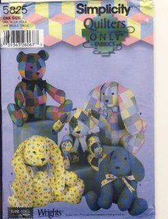 Simplicity Crafts Sewing Pattern 5825   Use to Make   Two Pattern Piece Animals   Stuffed Dog, Rabbit and Bear   Approximately 20 Inches Tall   Quilters Only Fabrics: Everything Else