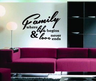 Family Where Life Begins Quote Decal Sticker Famous Quotes Wall Mural   Wall Decor Stickers  