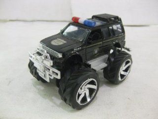 USA Police Monster Truck With Broken Back Bumper In Black Diecast By Mega Truck: Toys & Games
