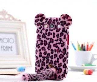 Pink Leopard Plush Fur Tail Leopard Back Case Cover For Samsung Galaxy S3 III i9300: Cell Phones & Accessories