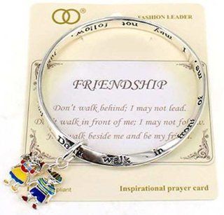 Friendship Charm Bracelet with Inspirational Card a Gift Box by Jewelry Nexus " Don'y walk behind; I may not lead. Don't walk in front of me: I may not follow. Just walk beside me & b my friend .": Jewelry Nexus: Jewelry