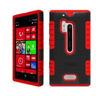 Beyond Cell Duo Shield Hard Shell and Silicone Skin Case for Nokia Lumia N928   Non Retail Packaging   Black/Red: Cell Phones & Accessories