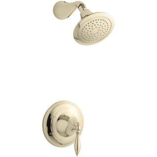 KOHLER Finial Vibrant French Gold 1 Handle Shower Faucet Trim Kit with Single Function Showerhead