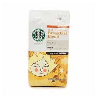 Starbucks Coffee Breakfast Blend, Half Caffeinated, Ground, 12 oz : Grocery & Gourmet Food