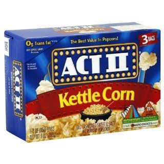 Act II Microwave Popcorn Kettle Corn Flavor, 3 Count (Pack of 12) : Grocery & Gourmet Food