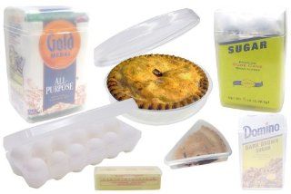 Styrene Stay Fresh Baking Containers contains containers for: sugar, flour, brown sugar, dozen eggs, pie butter and pie slice. Containers keep baking goods fresh.: Food Savers: Kitchen & Dining