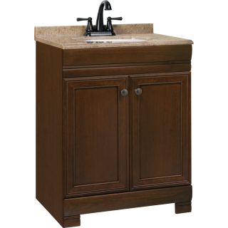 Style Selections Windell 24.5 in W x 18.5 in D Java Intergral Single Sink Bathroom Vanity with Solid Surface Top