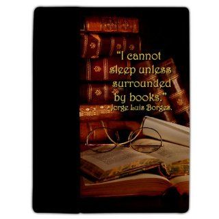 iPad 2/3 Leather Cover   Jorge Luis Borges Quote   "I cannot sleep"   Protective Leather Case: Cell Phones & Accessories