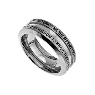 Christian Mens Stainless Steel Abstinence Proverbs 3:5, Philippians 4:7, Joshua 1:9, Philippians 4:13, Proverbs 9:10, 1 Corinthians 1:30 "God Grant Me The Serenity To Accept The Things I Cannot Change, Courage To Change The Things I Can. And Wisdom To