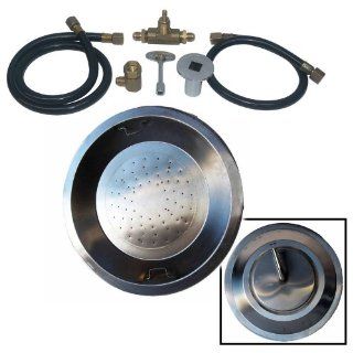 Dreffco 22" Round Drop In Stainless Steel NG Fire Pit Burner Pan Kit : Outdoor Fireplaces : Patio, Lawn & Garden