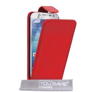 Samsung Galaxy S4 Case Red PU Leather Flip Cover: Cell Phones & Accessories