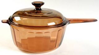 Corning Visions Amber 2.5 Quart Saucepan with Lid, Fine China Dinnerware   Solid
