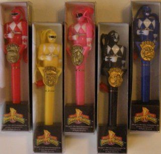 Power Rangers Necklace Pens ~ Set of 5 (Ink May Be Dry Due to Age, Refill Possible): Toys & Games