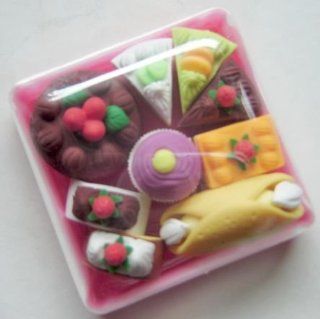 Japanese Japan Cake Dessert Food Puzzle Erasers in Plastic Gift Box   Great Party Favors, Stocking Stuffers, Basket Fillers. Color and Style May Vary Due to Different Shipment.: Toys & Games