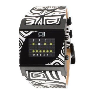 01TheOne Unisex KT218W1 Kerala Trance Blue LED White and Black Strap Watch: The One: Watches