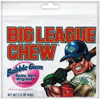 Big League Chew, Outta' Here Original Bubble Gum, 2.12 Ounce Pouches (Pack of 12) : Grocery & Gourmet Food