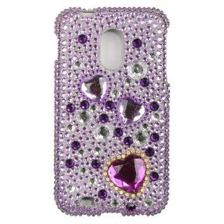 VMG SPRINT SAMSUNG GALAXY S2 EPIC 4G TOUCH BLING CASE   PURPLE 3D HEART DESIGN Rhinestones Design Hard 2 Pc Plastic Snap On Case Cover for SPRINT Samsung Galaxy S II S2 SII 2 EPIC 4G TOUCH Cell Phone [SPRINT MODEL ONLY] *** SPRINT GALAXY S2 ***: Everything