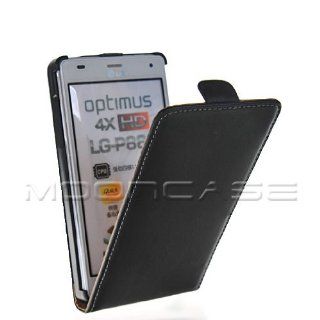 Mooncase Cowskin Skin Style Leather Flip Pouch Case Cover for LG Optimus 4X HD P880 Black Cell Phones & Accessories