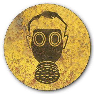 Toxic Fumes Warning Tin Metal Steel Sign, Gas Mask Symbol, Vintage Rusted Design : 14 inches diameter [AYY027]   Decorative Signs