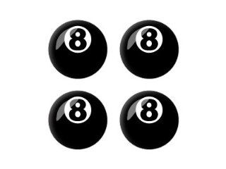 Eight Ball   Pool Billiards   3D Domed Set of 4 Stickers Badges Wheel Center Cap Automotive