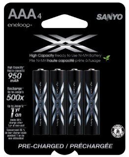 eneloop XX 950mAh Typical / 900mAh Minimum, High Capacity, 4 Pack AAA Ni MH Pre Charged Rechargeable Batteries Electronics