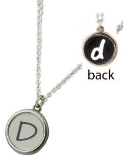 REVERSABLE 'Typewriter Key" Initial Monogram Necklace Choose your Letter (D): Jewelry