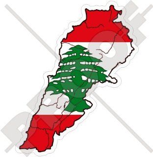 LEBANON Lebanese Map Flag Libnan, Middle East LUBNAN 4" (100mm) Vinyl Bumper Sticker, Decal 