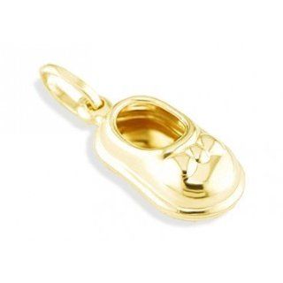 14k Yellow Gold Baby Child Boy Girl Shoe Bow Charm Pendant: Jewelry