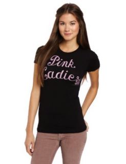 Fifth Sun Juniors Pink Ladies Logo Grease T Shirt, Black, Small: Clothing