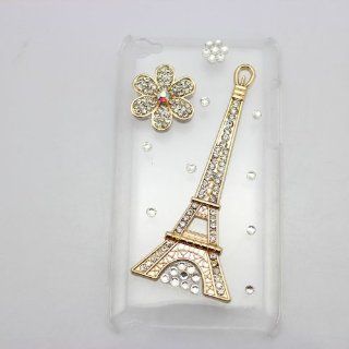bling 3D clear case eiffel tower flower gold diamond rhinestone crystal hard Case cover for apple ipod touch 4 gen 4g 4th   Players & Accessories