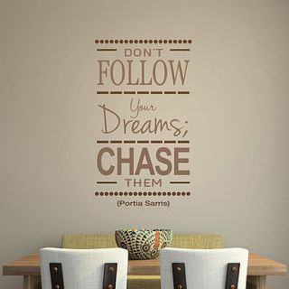 chase your dreams quote wall stickers by the binary box