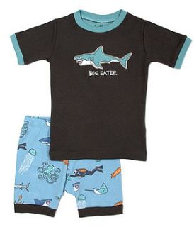 shark shorts pyjamas by snugg nightwear