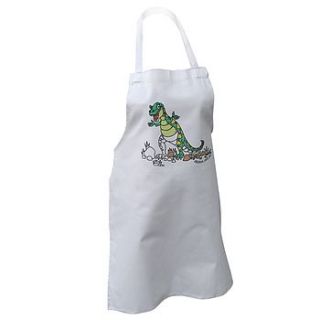colour in children's t rex apron by pink pineapple