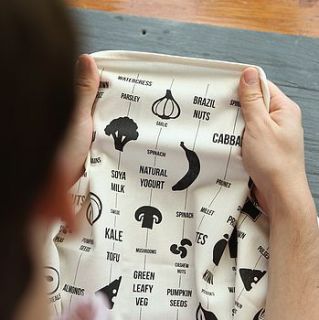 vitamins and minerals tea towel by the food guide