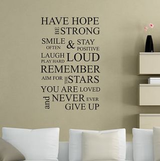 inspirational wall quote wall sticker by nutmeg
