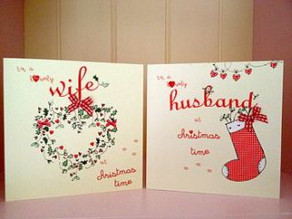 handmade wife / husband christmas card by laura sherratt designs