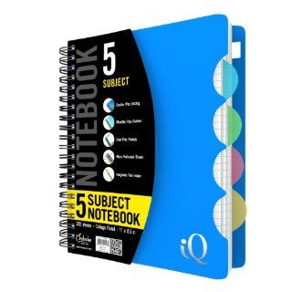 iScholar iQ 5 Subject Poly Cover Wirebound Notebook, College Ruled, 11 x 8.5 Inch Sheet Size, 200 Sheets, Cover Color May Vary (59906) : Office Products