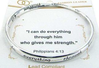 Philippians 4:13 Inspirational Religious Engraved Twist Bangle Bracelet in a Gift Box by Jewelry Nexus " I can do everything through him who gives me strength.": Jewelry