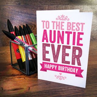 best auntie ever birthday card by a is for alphabet