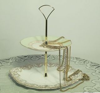 mint gold cake stand by teacup candles