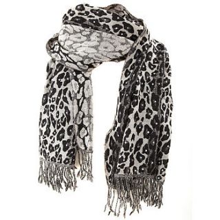 sequinned animal print wool shawl by charlotte's web