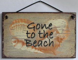 5x8 Vintage Style Sign (with Shells) Saying, "Gone to the Beach" Decorative Fun Universal Household Signs from Egbert's Treasures : Everything Else