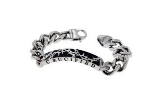 Christian Mens Stainless Steel 8" Abstinence Crucified Crown of Thorns Chastity Bracelet for Boys "Crucified   I Am Crucified with Christ; It Is No Longer I Who Live, but Christ Lives in Me, the Life I Now Live in the Flesh I Live By Faith in the