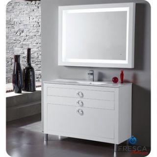 Fresca Platinum Due 48 Glossy White Modern Bathroom Vanity