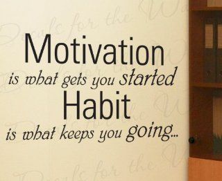 Motivation is What Gets You Started Habit Keeps You Going   Inspirational Motivational Inspiring   Vinyl Quote Saying, Wall Decal, Lettering Decoration, Sticker Decor Art Mural   Home Decor Product