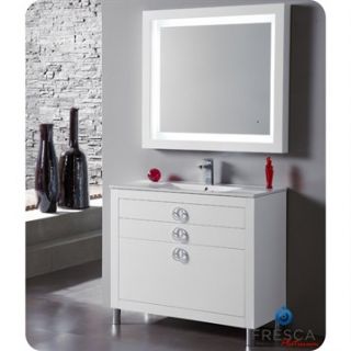 Fresca Platinum Due 40 Glossy White Modern Bathroom Vanity