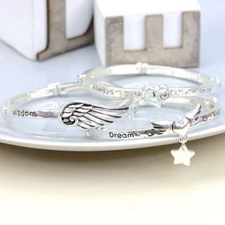 meaningful words silver bangle by lisa angel