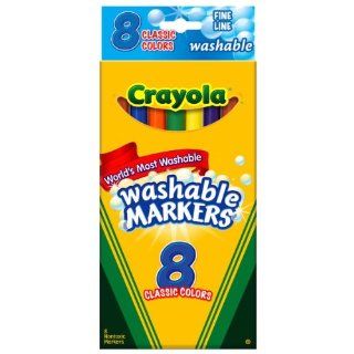 Crayola Washable Classic Colors Fine Line 8 Markers in a Box (Box of 6) 48 Markers Total : Glue Sticks : Office Products