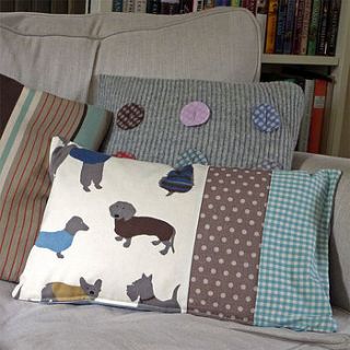 sausage dog patchwork cushion by lime tree design